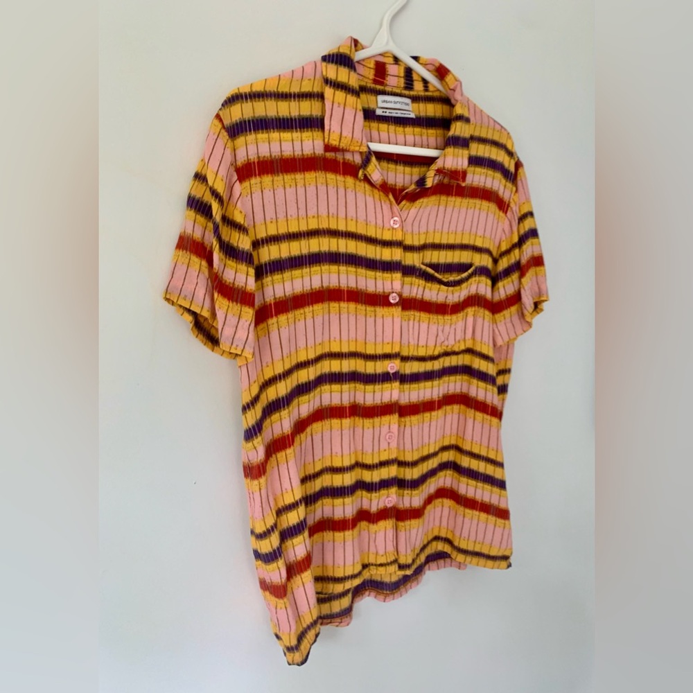 Lightweight summer striped short sleeve shirt